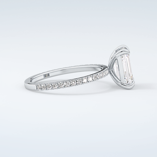 2.0 CT Emerald Cut Pave Moissanite Engagement Ring 16