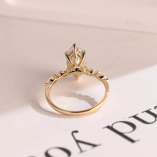 Stunning 1.0 - 2.0 CT Marquise Moissanite Engagement Ring with Pave & Hidden Halo Design 7