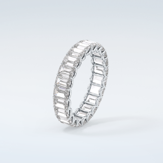 4.6 TCW Emerald Shaped Moissanite Wedding Band 18