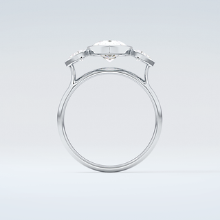 1.5 CT Pear Cut Three Stone Bezel Moissanite Engagement Ring 14