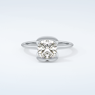 2.0 CT Cushion Cut Half Bezel Moissanite Engagement Ring 13