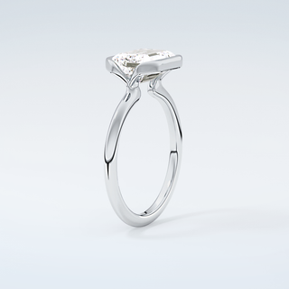 2.0 CT Emerald Cut Half Bezel Moissanite Engagement Ring 18