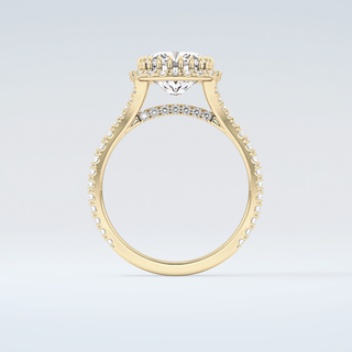 2.0 CT Cushion Cut Halo & Pave Split Shank Moissanite Engagement Ring 2