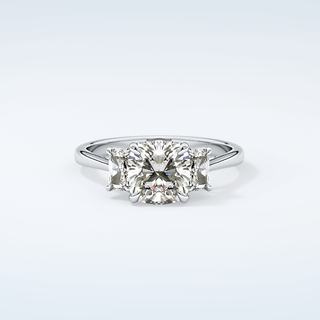 2.0 CT Cushion Cut Three Stone Moissanite Engagement Ring 13