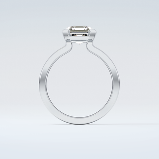 2.0 CT Asscher Cut Half Bezel Moissanite Engagement Ring 14