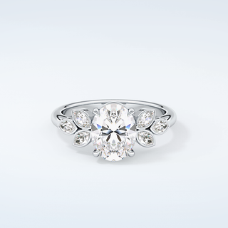 1.25 CT  Oval Cut Cluster Style Moissanite Engagement Ring 13