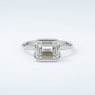 2.0 CT Emerald Cut Half Bezel Moissanite Engagement Ring 13
