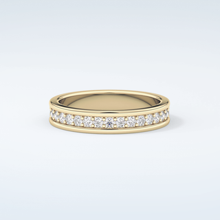 0.7 TCW Round Shaped Moissanite Wedding Band 1