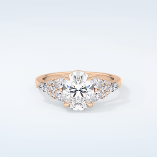 2.0 CT Oval Cut Cluster Moissanite Engagement Ring 7