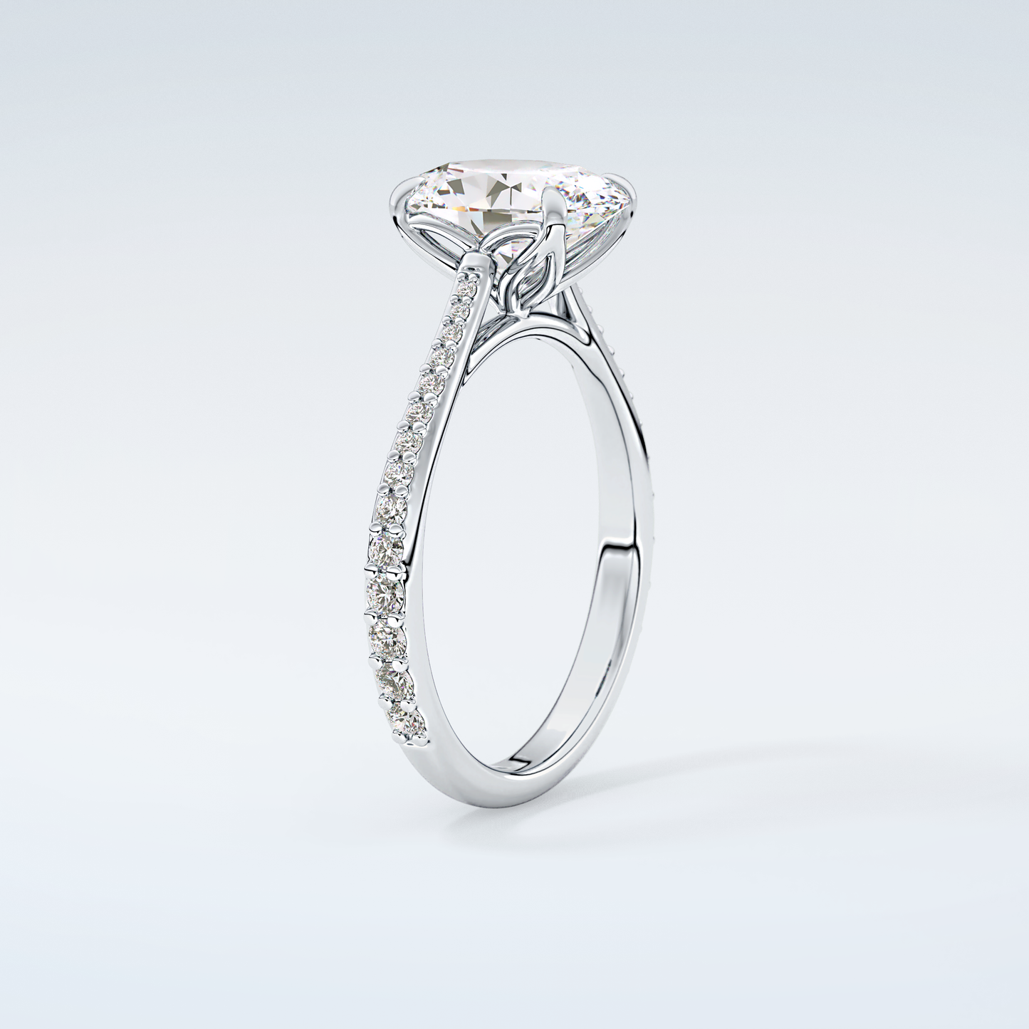 1.5 CT Oval Cut Pave Style Moissanite Engagement Ring