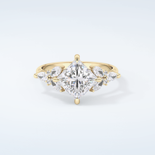 2.0 CT Princess Cut Cluster Style Moissanite Engagement Ring 1