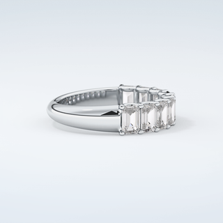 1.8 TCW Emerald Shaped Moissanite Wedding Band 16