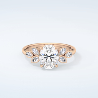 1.25 CT  Oval Cut Cluster Style Moissanite Engagement Ring 7