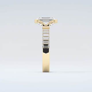 2.0 CT Emerald Cut Half Bezel Moissanite Engagement Ring 5