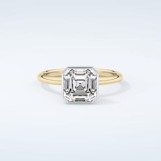 2.0 CT Asscher Cut Half Bezel Solitaire Moissanite Engagement Ring 1