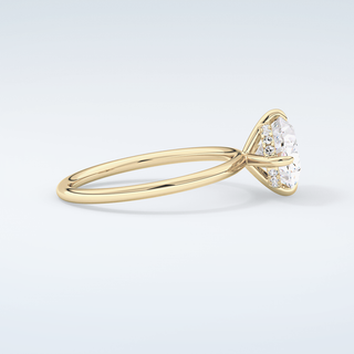 2.0 CT East West Oval Cut Hidden Halo Moissanite Engagement Ring 4