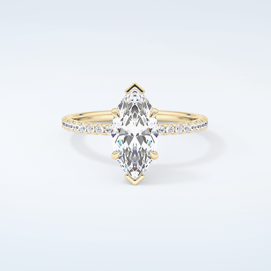 1.5 CT Marquise Cut Pave Moissanite Engagement Ring