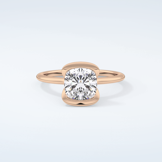 2.0 CT Cushion Cut Half Bezel Moissanite Engagement Ring 7