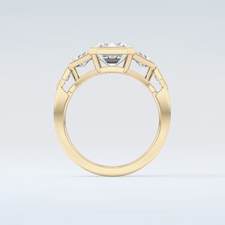 2.0 CT Emerald Cut Cluster Style Moissanite Engagement Ring 2