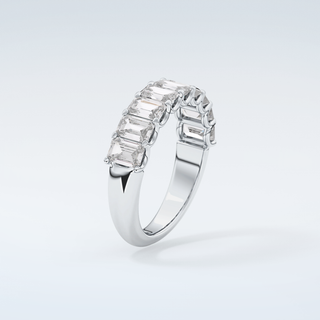 1.8 TCW Emerald Shaped Moissanite Wedding Band 18