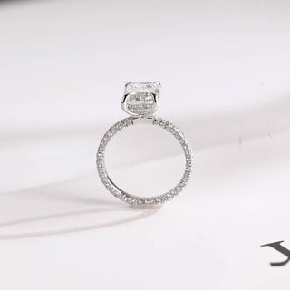 Stunning 1.0 - 2.0 CT Emerald Moissanite Engagement Ring with Hidden Halo Design 8
