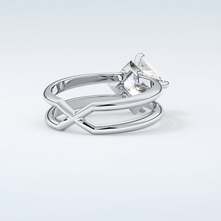 2.0 CT Princess Cut Double Shank Style Moissanite Engagement Ring 15