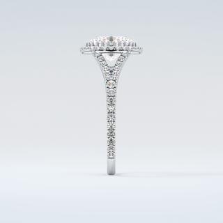 2.0 CT Oval Cut Halo & Pave Split Shank Moissanite Engagement Ring 17