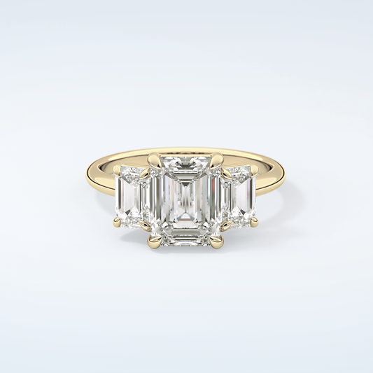 2.0 CT Emerald Cut Three Stone Moissanite Engagement Ring 1