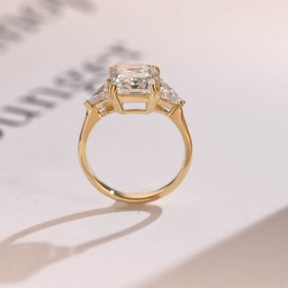 Stunning 1.0 - 2.0 CT Emerald Moissanite Engagement Ring with Three Stone Design 10