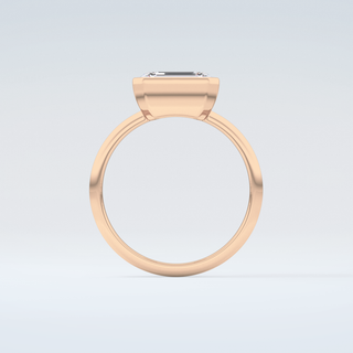 1.5 CT East West Emerald Cut Bezel Style Moissanite Engagement Ring 8