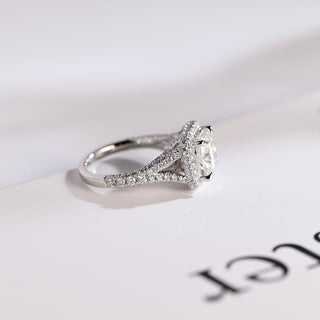 Stunning 1.0 - 2.0 CT Cushion Moissanite Engagement Ring With Pave & Halo Design 6