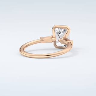 2.0 CT Emerald Cut Half Bezel Three Stone Moissanite Engagement Ring 9