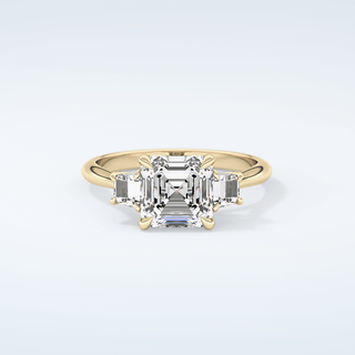 2.0 CT Asscher Cut Three Stone Moissanite Engagement Ring 1