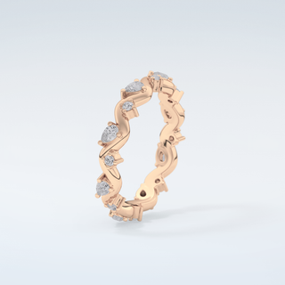 0.56 TCW Round & Pear Shaped Moissanite Wedding Band 12