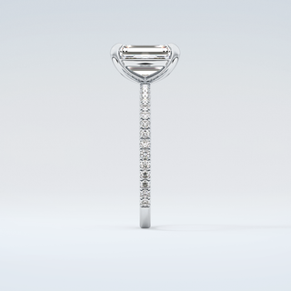 2.0 CT Emerald Cut Pave Moissanite Engagement Ring 17