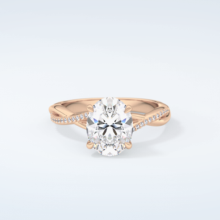 2.0 CT Oval Cut Hidden Halo Twisted Shank Moissanite Engagement Ring 7