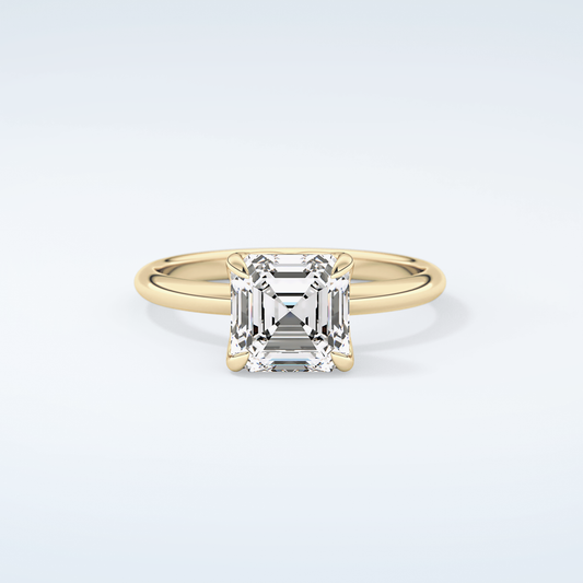 2.0 CT Asscher Cut Solitaire Moissanite Engagement Ring