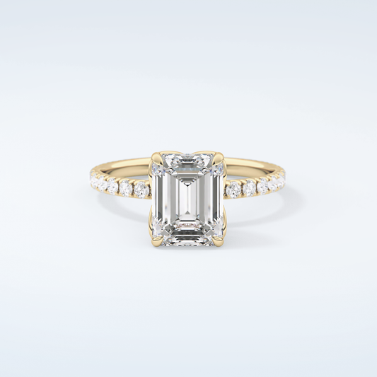 1.75 CT Emerald Cut Pave Moissanite Engagement Ring