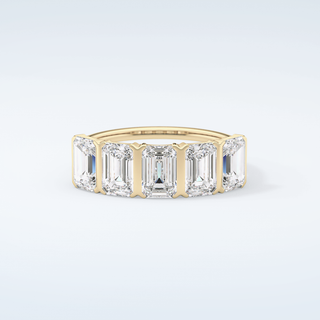 2.5 TCW Emerald Shaped Moissanite Wedding Band 1