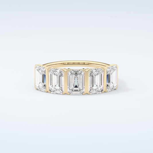 2.5 TCW Emerald Shaped Moissanite Wedding Band