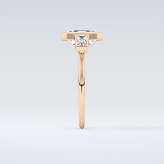 2.0 CT Emerald Cut Three Stone Bezel Moissanite Engagement Ring 11