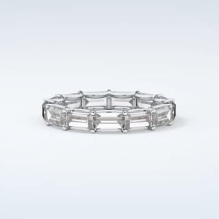 2.55 TCW Emerald Shaped Moissanite Wedding Band 13