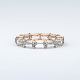 2.55 TCW Emerald Shaped Moissanite Wedding Band 9