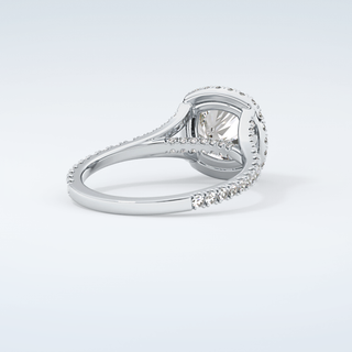 2.0 CT Cushion Cut Halo & Pave Split Shank Moissanite Engagement Ring 15