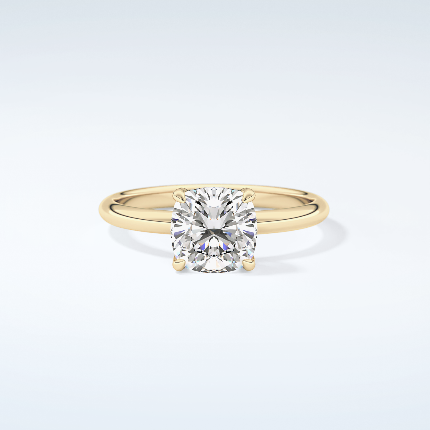 2.0 CT Cushion Cut Solitaire Moissanite Engagement Ring