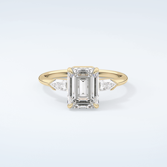 2.0 CT Emerald Cut Three Stone Moissanite Engagement Ring