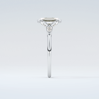 2.0 CT Emerald Cut Half Bezel Three Stone Moissanite Engagement Ring 17