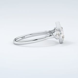 1.5 CT Pear Cut Three Stone Bezel Moissanite Engagement Ring 16