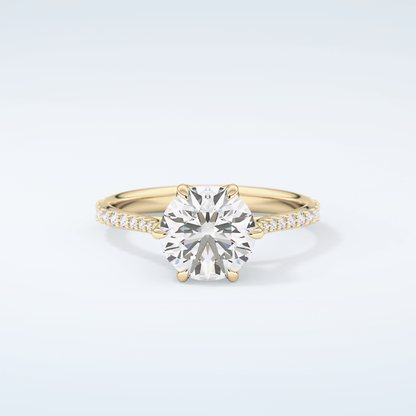 2.0 CT Round Cut Pave Style Moissanite Engagement Ring