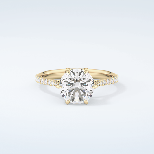 2.0 CT Round Cut Pave Style Moissanite Engagement Ring